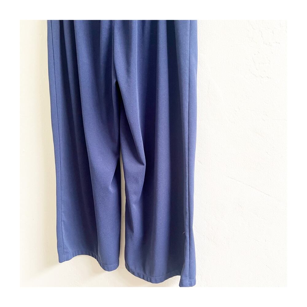 Halara Wide Leg Pants Womens XL Petite Navy Blue Pleated Office Wear Minimalist - Picture 3 of 10